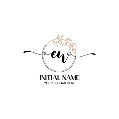 Botanik Elementli Zarif EW İlk Logo Tasarımı