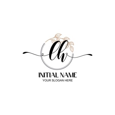 Botanik Elementli Zarif LH İlk Logo Tasarımı