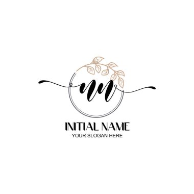 Botanik Elementli Zarif NN İlk Logo Tasarımı