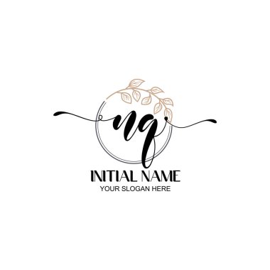 Botanik Elementli Zarif NQ İlk Logo Tasarımı