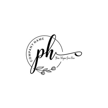 Botanik Elementlerle Zarif PH İlk Logo Tasarımı