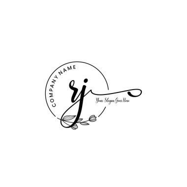 Botanik Elementli Zarif RJ İlk Logo Tasarımı
