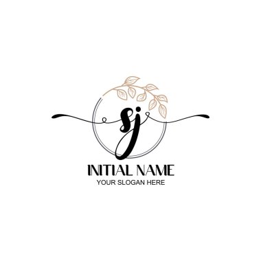 Botanik Elementli Zarif SJ İlk Logo Tasarımı