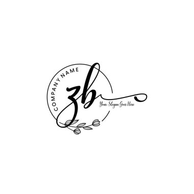 Botanik Elementli Zarif ZB İlk Logo Tasarımı