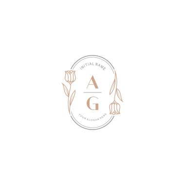 Baş harfleri AG olan Botanik Monogram Logoları
