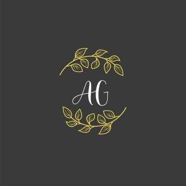 Baş harfleri AG olan Botanik Monogram Logoları