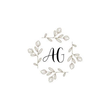 Baş harfleri AG olan Botanik Monogram Logoları
