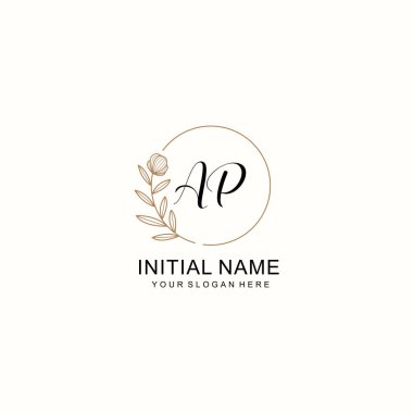 Zarif Çiçek Baş Logosu Tasarımı, AP Monogram Markalaştırma Konsepti