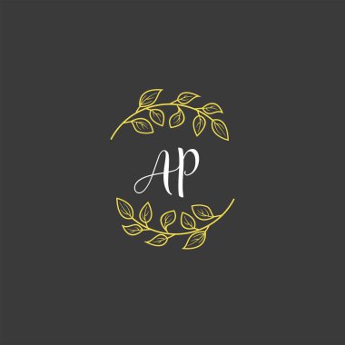 Baş harfi AP olan Botanik Monogram Logoları