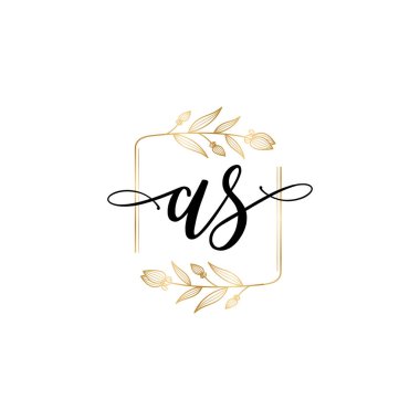 AS Baş harfli Çiçek Monogram Logoları