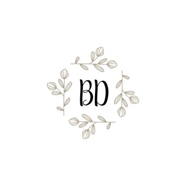 Baş harfi BD olan Botanik Monogram Logoları