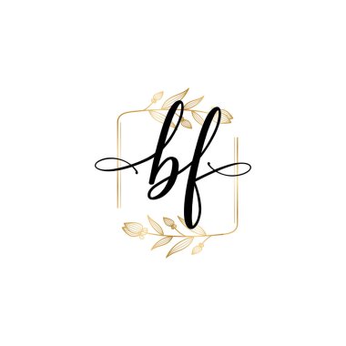 Baş harfleri BF olan Çiçek Monogram Logoları