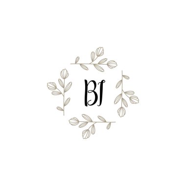 Baş harfleri BI olan Botanik Monogram Logoları