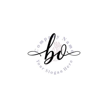 BO Baş harfli Çiçek Monogram Logoları