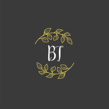 Baş harfleri B.T olan Botanik Monogram Logoları