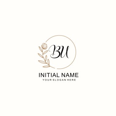 Zarif Çiçek Baş Logosu Tasarımı, BU Monogram Markalaştırma Konsepti