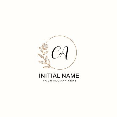 Zarif Çiçek Baş Logosu Tasarımı, CA Monogram Markalaştırma Konsepti