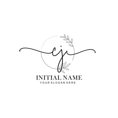 CJ Baş harfli Çiçek Monogram Logoları