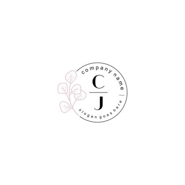 Zarif Çiçek Baş Logosu Tasarımı, CJ Monogram Markalaşma Konsepti