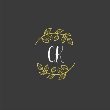 Baş harfi CK olan Botanik Monogram Logoları