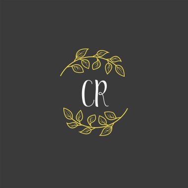 Baş harfleri CR olan Botanik Monogram Logoları