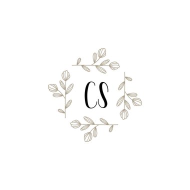 Baş harfleri CS olan Botanik Monogram Logoları