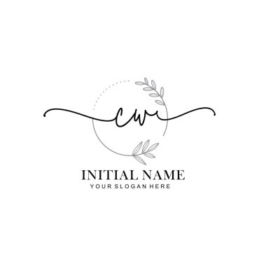 CW Baş harfli Çiçek Monogram Logoları