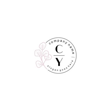 Zarif Çiçek Baş Logosu Tasarımı, CY Monogram Markalaştırma Konsepti