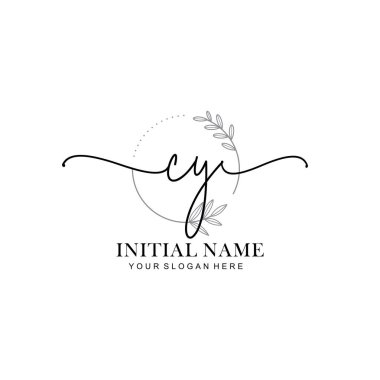 CY Baş harfli Çiçek Monogram Logoları