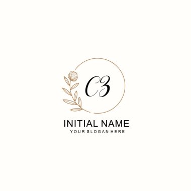 Zarif Çiçek Baş Logosu Tasarımı, CZ Monogram Markalaştırma Konsepti