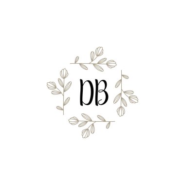 Baş harfleri DB olan Botanik Monogram Logoları
