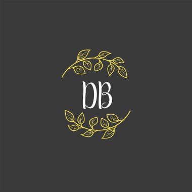 Baş harfleri DB olan Botanik Monogram Logoları