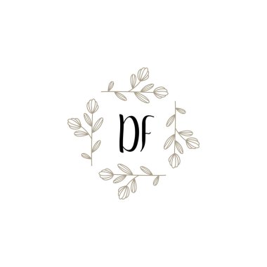 Baş harfleri DF olan Botanik Monogram Logoları