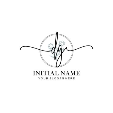 Genel Baş harfli Çiçek Monogram Logoları