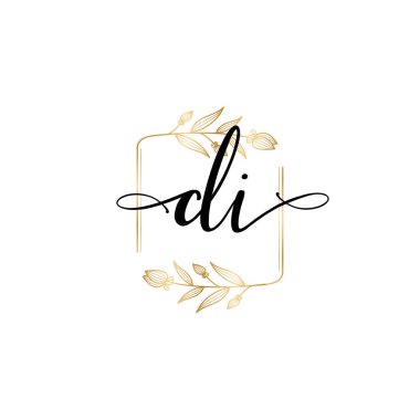 Baş harfleri DI olan Çiçek Monogram Logoları