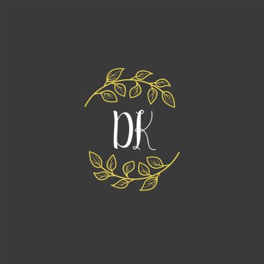 Baş harfleri DK olan Botanik Monogram Logoları