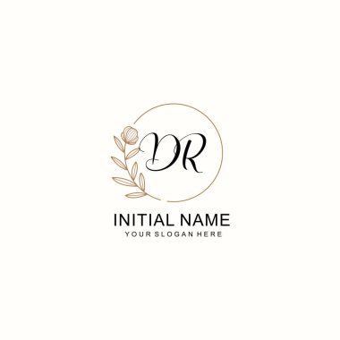 Zarif Çiçek Baş Logosu Tasarımı, DR Monogram Markalaştırma Konsepti