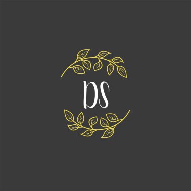 Baş harfleri DS olan Botanik Monogram Logoları