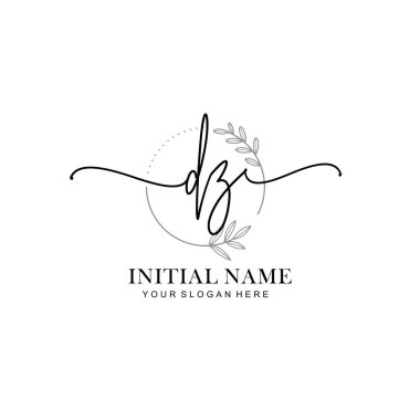 Üzerinde DZ harfleri olan Çiçek Monogram Logoları
