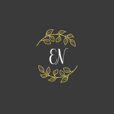 Baş harfleri EN olan Botanik Monogram Logoları