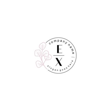 Zarif Çiçek Baş Logosu Tasarımları, EX Monogram Markalaşma Konsepti