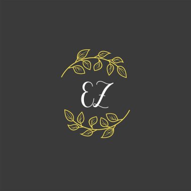 Baş harfleri EZ olan Botanik Monogram Logoları