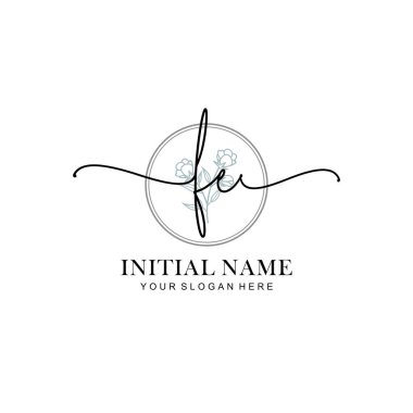 FE Baş harfli Çiçek Monogram Logoları