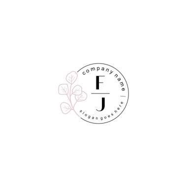 Zarif Çiçek Baş Logosu Tasarımı, FJ Monogram Markalaştırma Konsepti