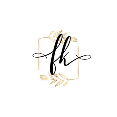 FK Baş harfli Çiçek Monogram Logoları