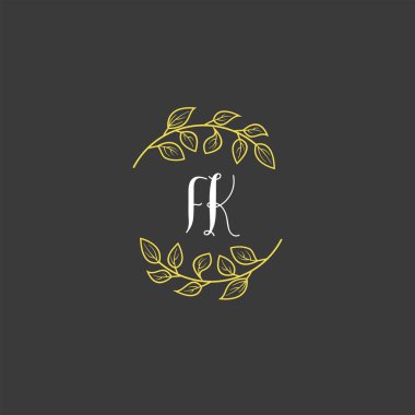 Baş harfleri FK olan Botanik Monogram Logoları
