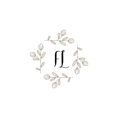 Baş harfleri FL olan Botanik Monogram Logoları