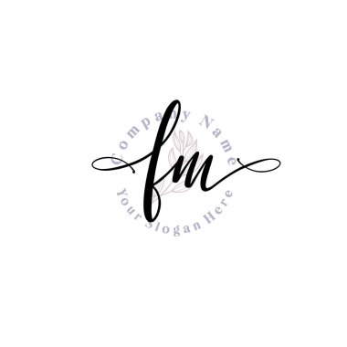 FM Baş harfli Çiçek Monogram Logoları