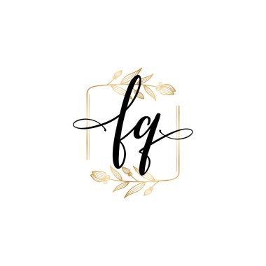 FQ Baş harfli Çiçek Monogram Logoları