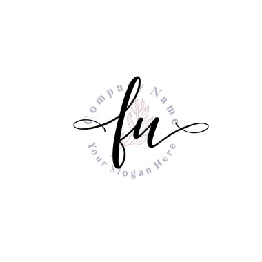 FU Baş harfli Çiçek Monogram Logoları